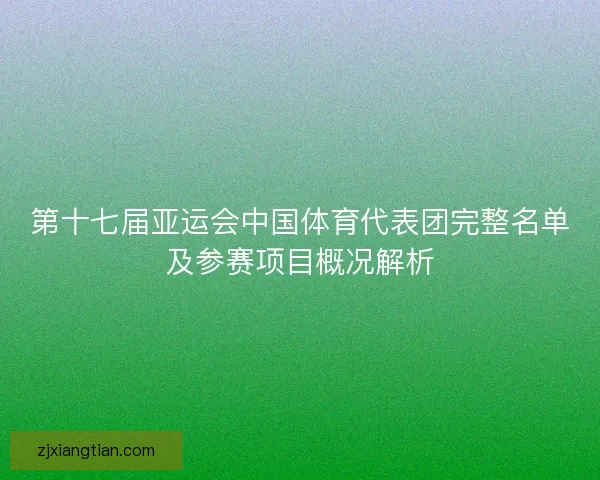 第十七届亚运会中国体育代表团完整名单及参赛项目概况解析